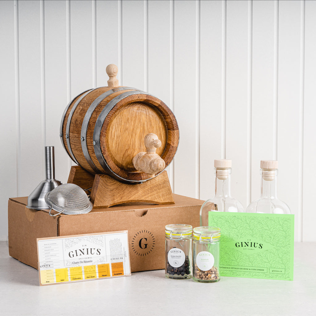 Gin Kit Pétale de Rose et concombre avec fût de chêne