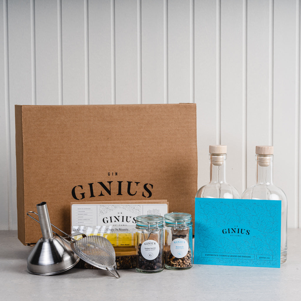 Ensemble complet Gin kit maison grains du paradis et citron